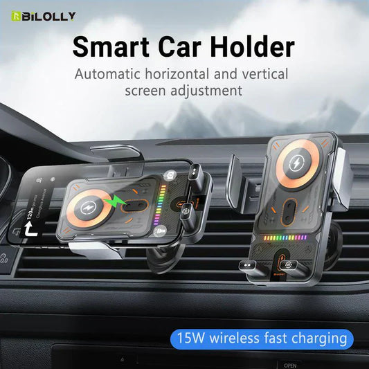 🔥HOT SALE 50% OFF🎁⚡Over 50K Sold! 📱Smart 2-in-1 Car Rotating Mobile Phone Holder & Wireless Charger⚡
