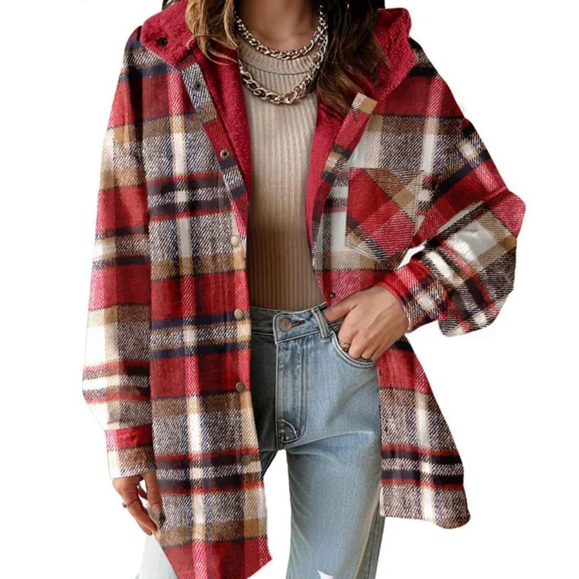 ⏳Limited-time 50% off⏰Women’s Classic Cozy Plaid Hooded Jacket🧥