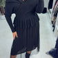 Pleated Mesh Skirt Knit Dress