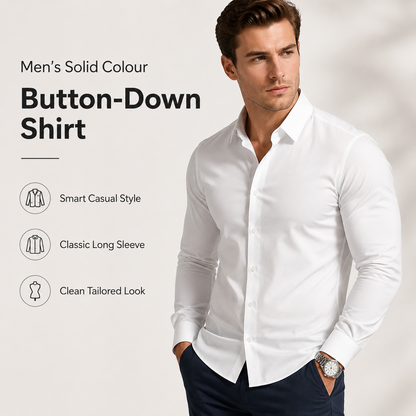 📢Hot Sale 50% OFF !!!⏰Men's Solid Color Lapel Long Sleeve Button-Down Shirts