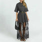 Modern Layered-Look Tee Dress with Lace Hem