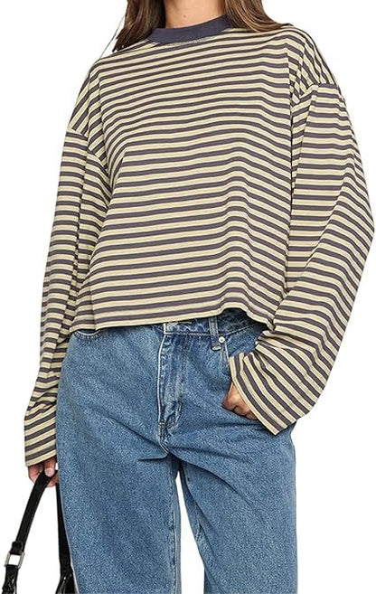 🔥LAST DAY SALE 50% OFF✨⚡Women's Striped Long Sleeve Top