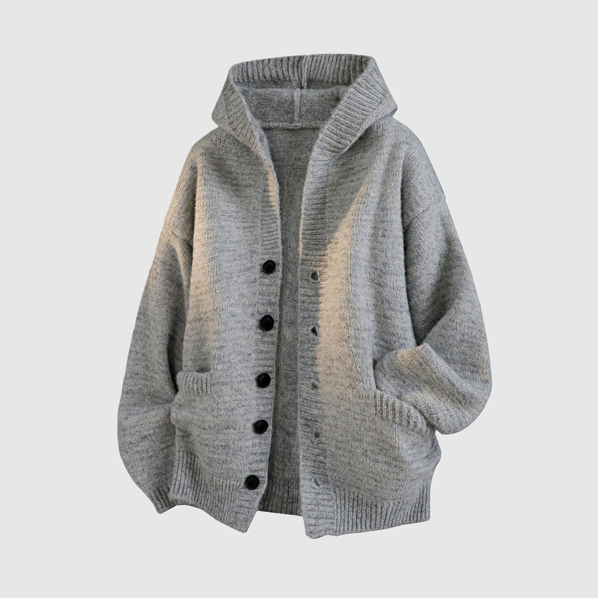 Unisex Hooded Knit Cardigan Casual Loose Button Sweater Jacket