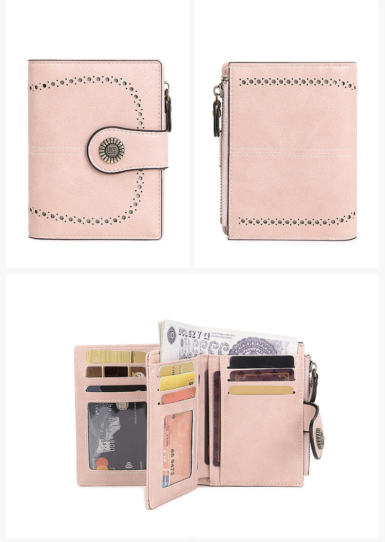 🔒RFID✨Anti-Theft Short Zipper Wallet | Stylish Ladies' Multi-Card Slot Buckle Purse 💳