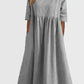💝2025 NEW SALE💝Women's Casual Basic Outdoor Crew Neck Pocket Smocked Cotton Dress
