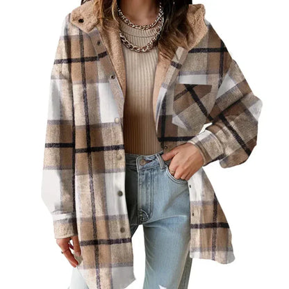 ⏳Limited-time 50% off⏰Women’s Classic Cozy Plaid Hooded Jacket🧥