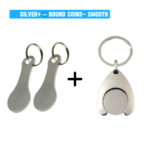 2 Pieces Stainless Steel Shopping Trolley Token Keyrings