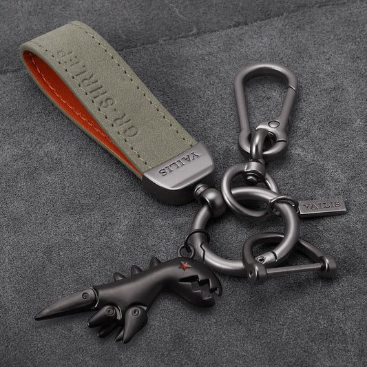 Aluminum Alloy Dinosaur Charm Paired with Suede Leather Bracelet