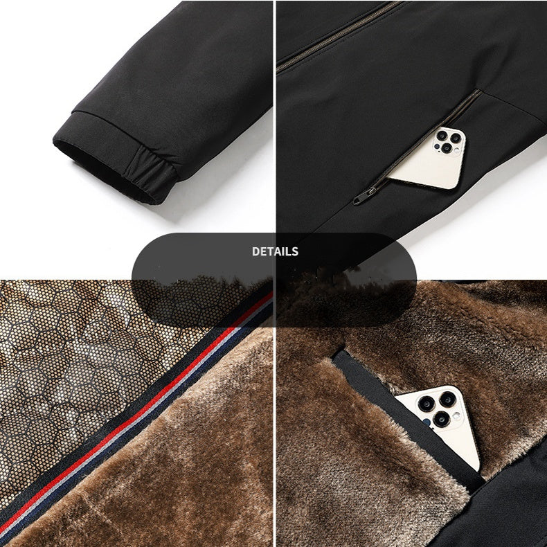 Men's Solid Color Zip Up Warm Jacket -💪Anti-wrinkle, windproof, rainproof and snowproof!