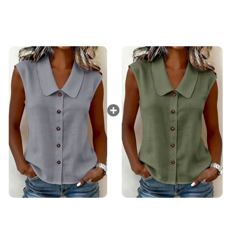 Women’s V-Neck Button-Down Top