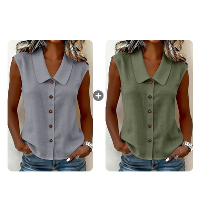 Women’s V-Neck Button-Down Top