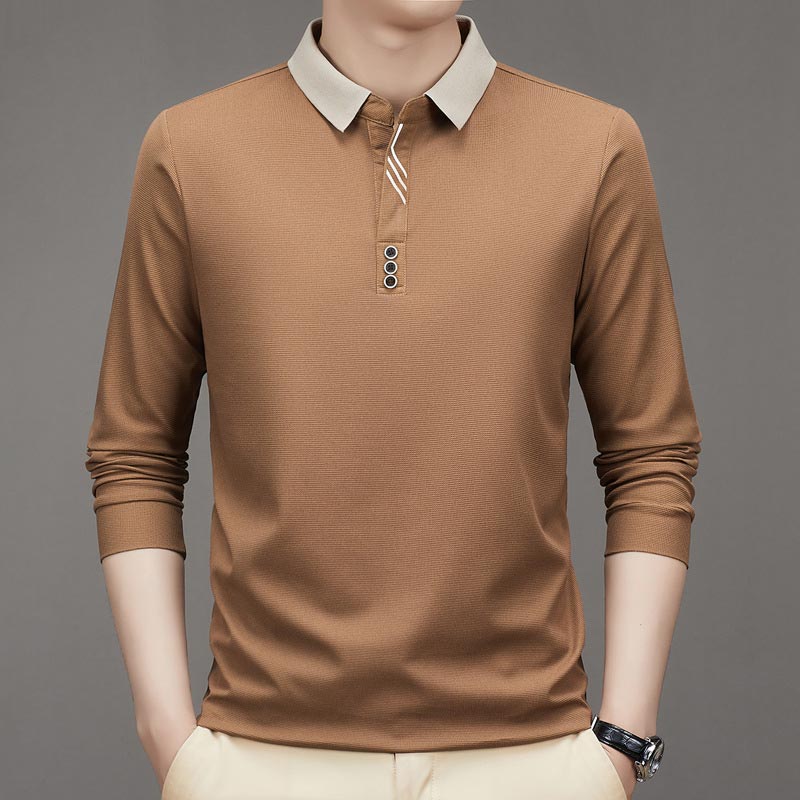 🔥Men's Business Casual Solid Color Lapel Base T-shirt