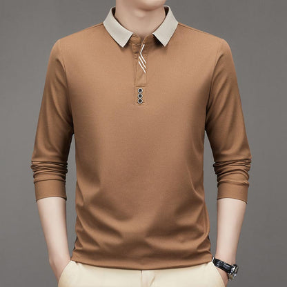 🔥Men's Business Casual Solid Color Lapel Base T-shirt