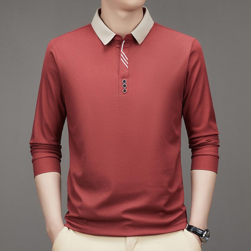 🔥Men's Business Casual Solid Color Lapel Base T-shirt