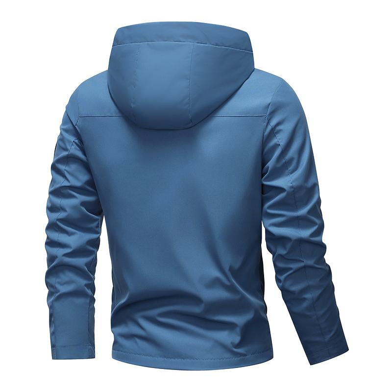 🎁💥Men's Solid Color Waterproof Windproof Drawstring Zip-up Hoodie Jacket