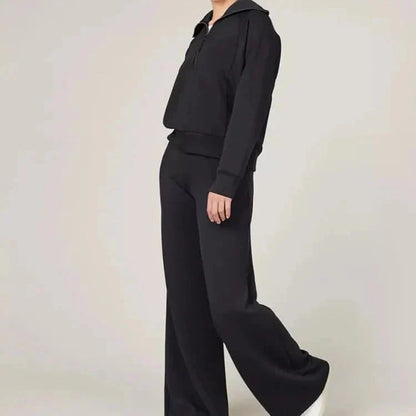 💝🔥Limited Time Sale-50% OFF🔥🎀Women's Oversized Half Zip Wide Leg 2 Piece Outfits Lounge Set