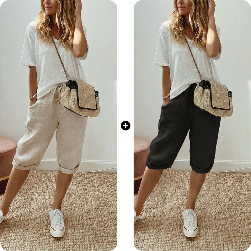 Women's Casual Cotton Linen Capris