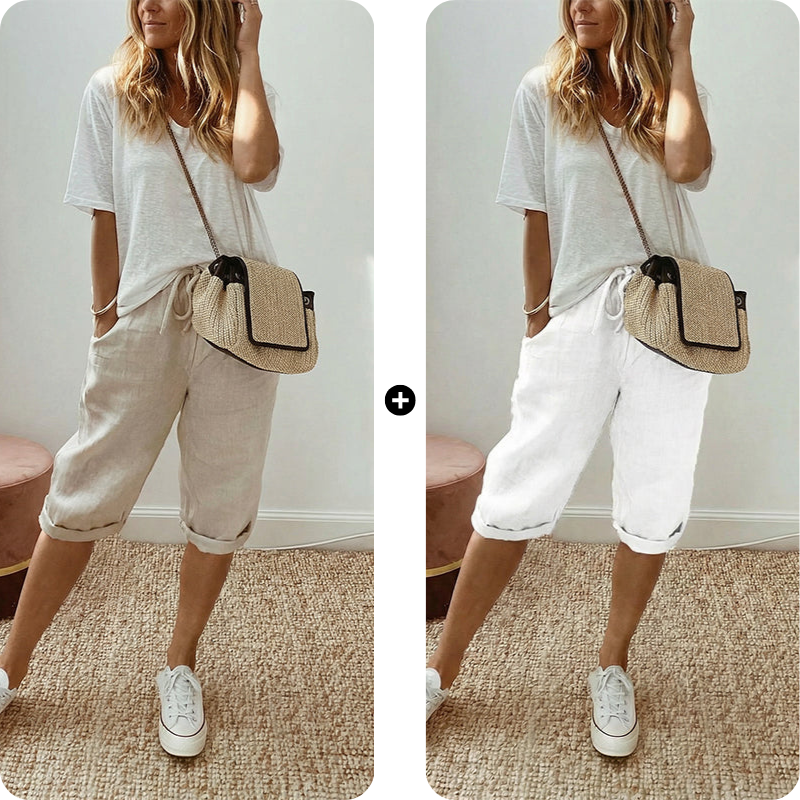Women's Casual Cotton Linen Capris
