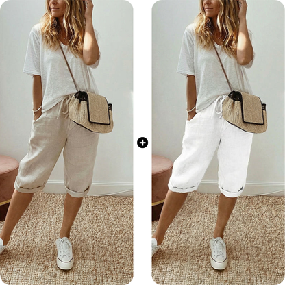 Women's Casual Cotton Linen Capris