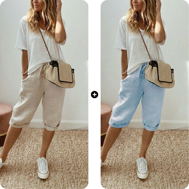 Women's Casual Cotton Linen Capris