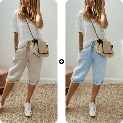 Women's Casual Cotton Linen Capris