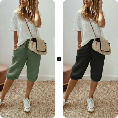 Women's Casual Cotton Linen Capris
