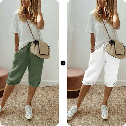 Women's Casual Cotton Linen Capris