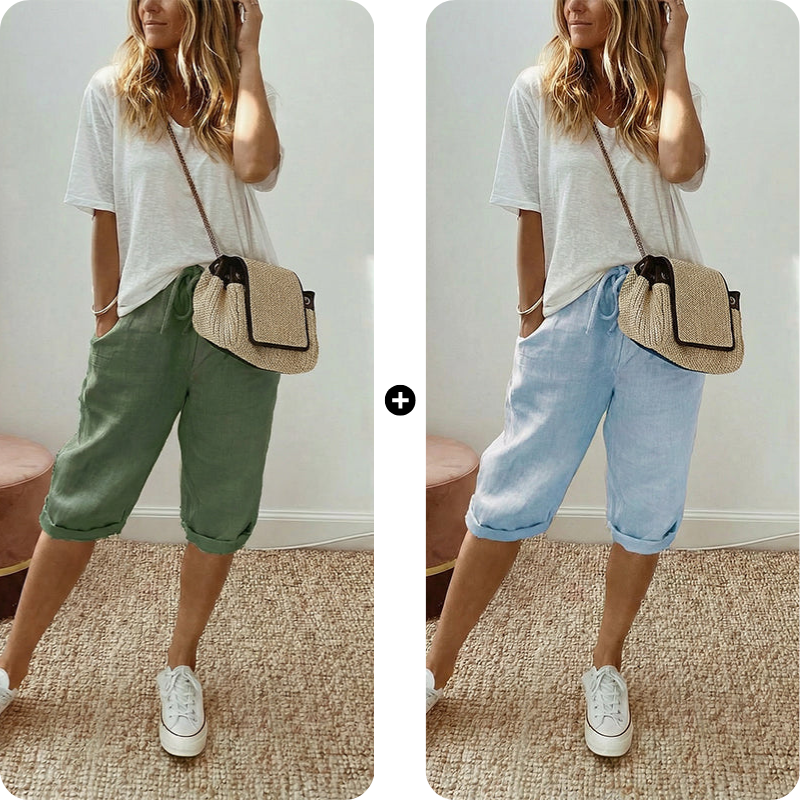 Women's Casual Cotton Linen Capris