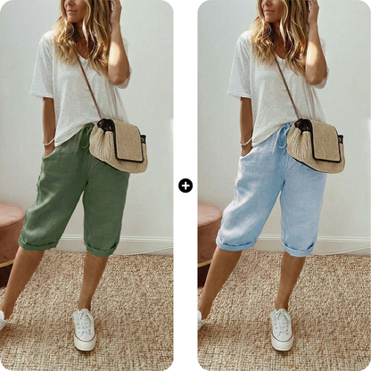 Women's Casual Cotton Linen Capris
