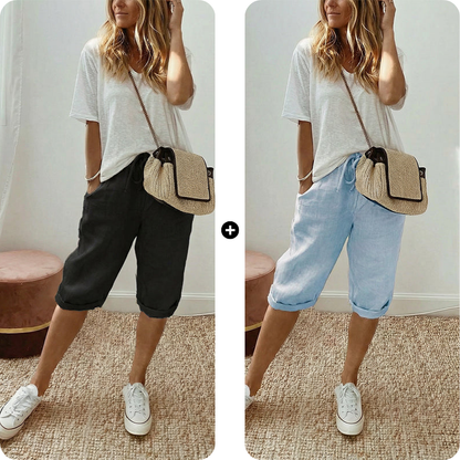 Women's Casual Cotton Linen Capris