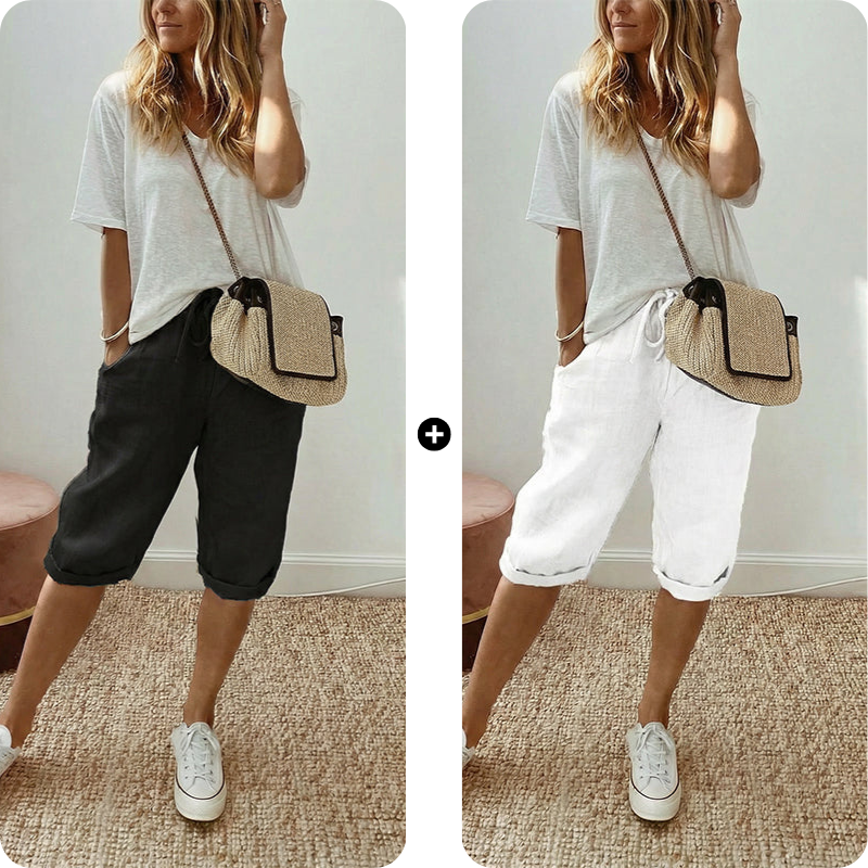 Women's Casual Cotton Linen Capris