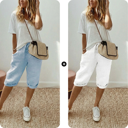 Women's Casual Cotton Linen Capris