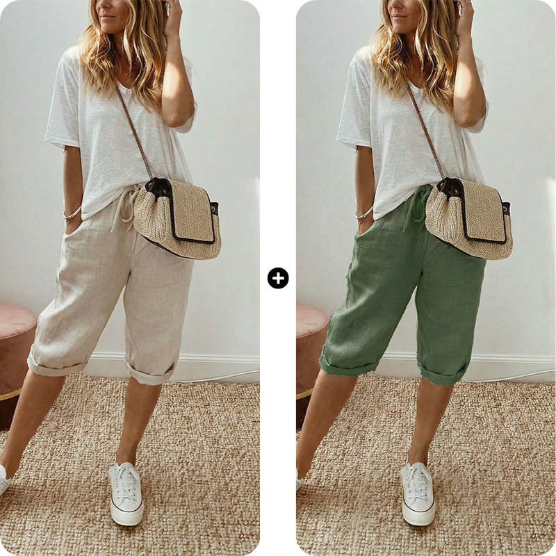 Women's Casual Cotton Linen Capris
