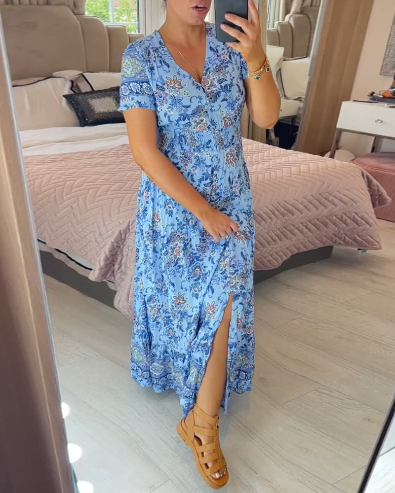 📢📢50% OFF!!⏰Floral Print V-neck Dress