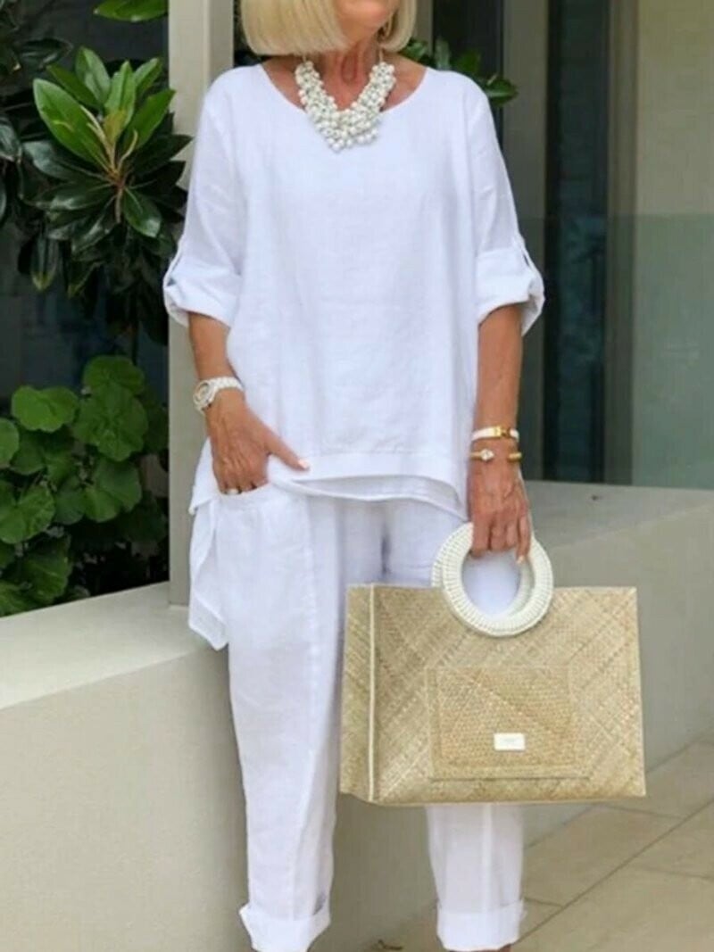 Women's casual plus size cotton blend set