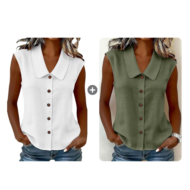 Women’s V-Neck Button-Down Top