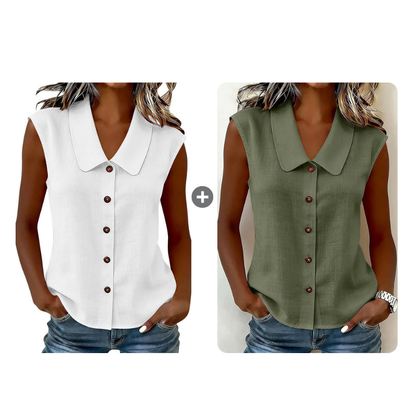 Women’s V-Neck Button-Down Top