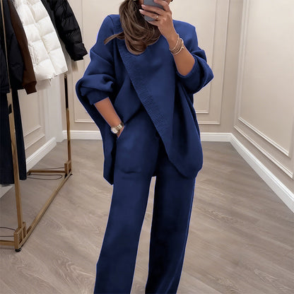 🎁Winter Hot Sale 59% OFF💝Women's 2-piece set – Asymmetrical sweater + Wide-Leg pants