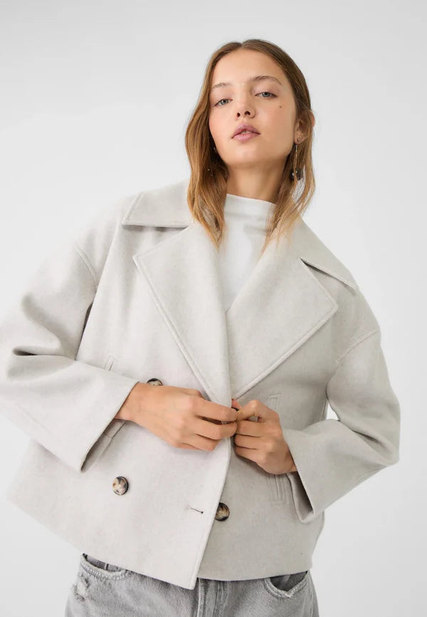 🧥Women's Solid Color Lapel Double-Breasted Short Jacket