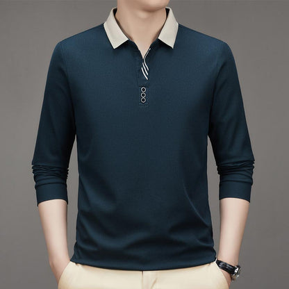 🔥Men's Business Casual Solid Color Lapel Base T-shirt