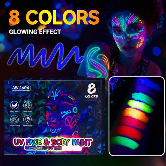🎅New Year Special Deals £9.99!!⚡50K+ SOLD!🎁UV Glow Face and Body Paint Markers Set