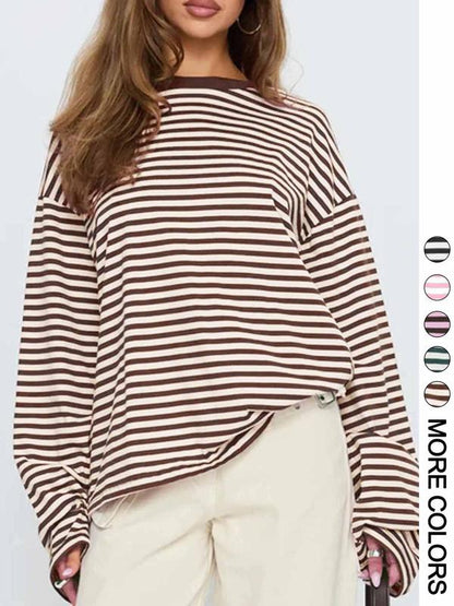 🔥LAST DAY SALE 50% OFF✨⚡Women's Striped Long Sleeve Top