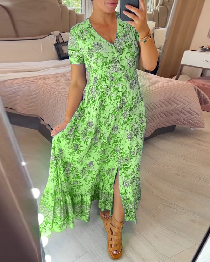 📢📢50% OFF!!⏰Floral Print V-neck Dress