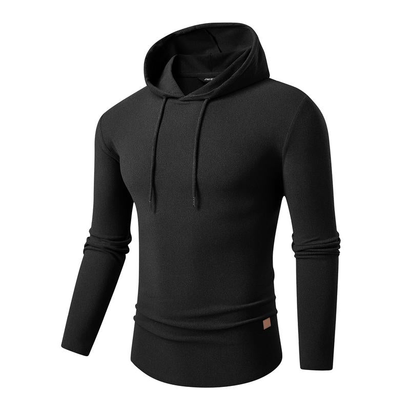 Solid-color Drawstring Hooded Long-sleeve Sweatshirt
