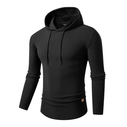 Solid-color Drawstring Hooded Long-sleeve Sweatshirt