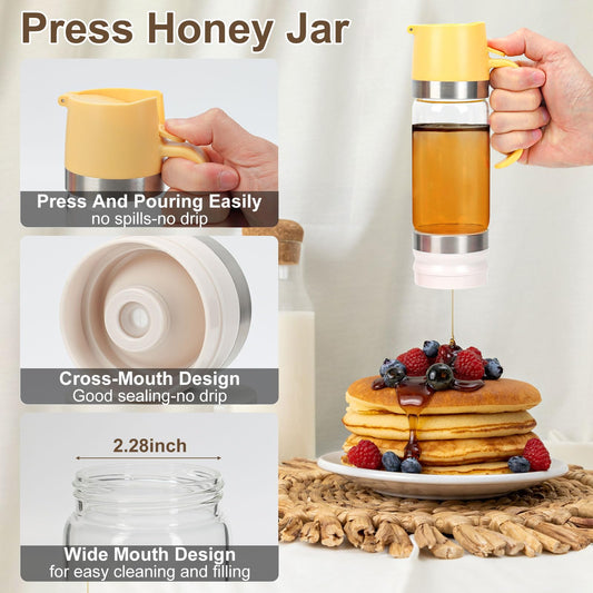 💥LAST DAY SALE 50% OFF🍯✨9oz No-Drip Glass Honey & Syrup Dispenser