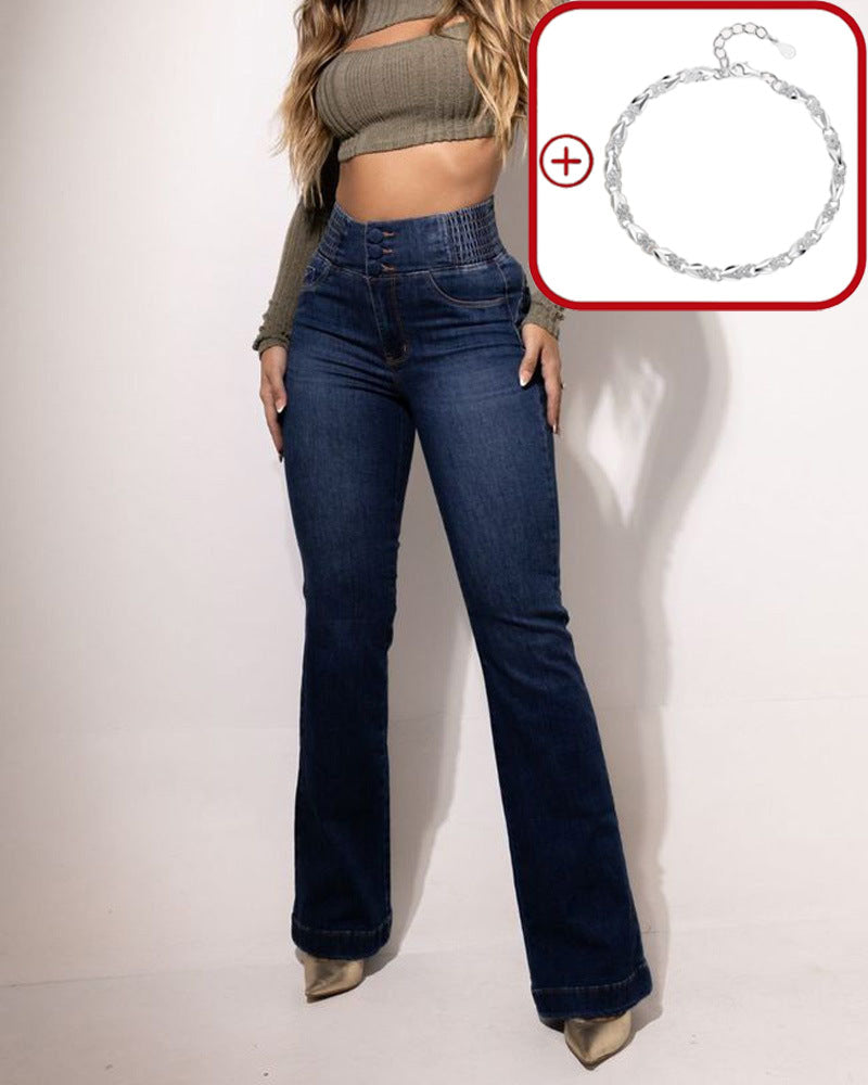 👖 Stretch High-Waist Flare Jeans – Gentle tummy support that hugs your curves. Soft stretch denim, easy to move in. Flattering for every shape. 👵🌸