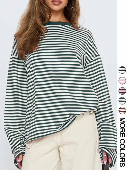 🔥LAST DAY SALE 50% OFF✨⚡Women's Striped Long Sleeve Top