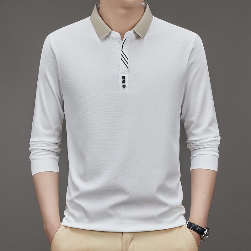 🔥Men's Business Casual Solid Color Lapel Base T-shirt