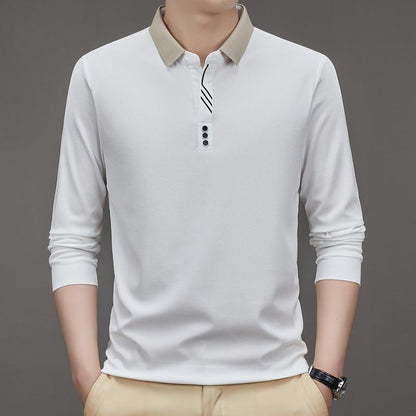 🔥Men's Business Casual Solid Color Lapel Base T-shirt